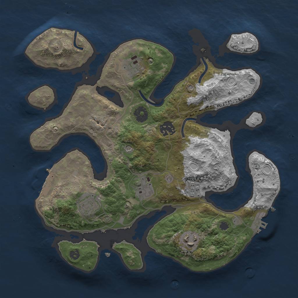 Rust Map: Procedural Map, Size: 3000, Seed: 29947, 17 Monuments