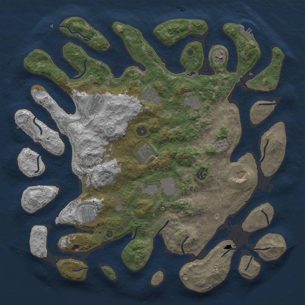 Rust Map: Procedural Map, Size: 4500, Seed: 1330860227, 21 Monuments
