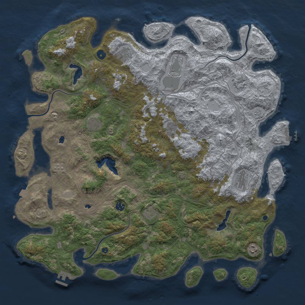 Rust Map: Procedural Map, Size: 4992, Seed: 1234567890, 16 Monuments