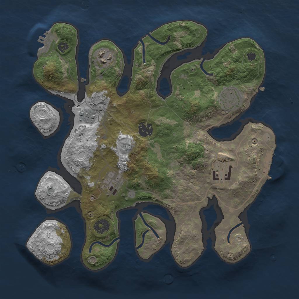 Rust Map: Procedural Map, Size: 3000, Seed: 1211044150, 16 Monuments