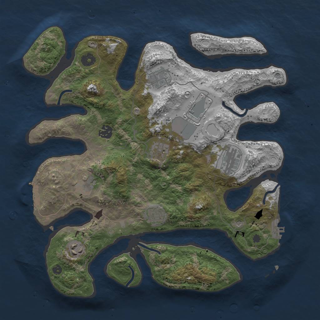 Rust Map: Procedural Map, Size: 3500, Seed: 1025103, 19 Monuments