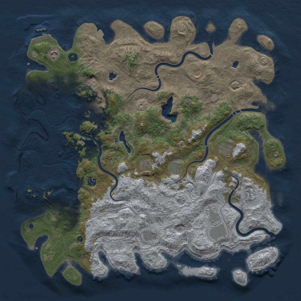 Rust Map: Procedural Map, Size: 4992, Seed: 987654321, 17 Monuments