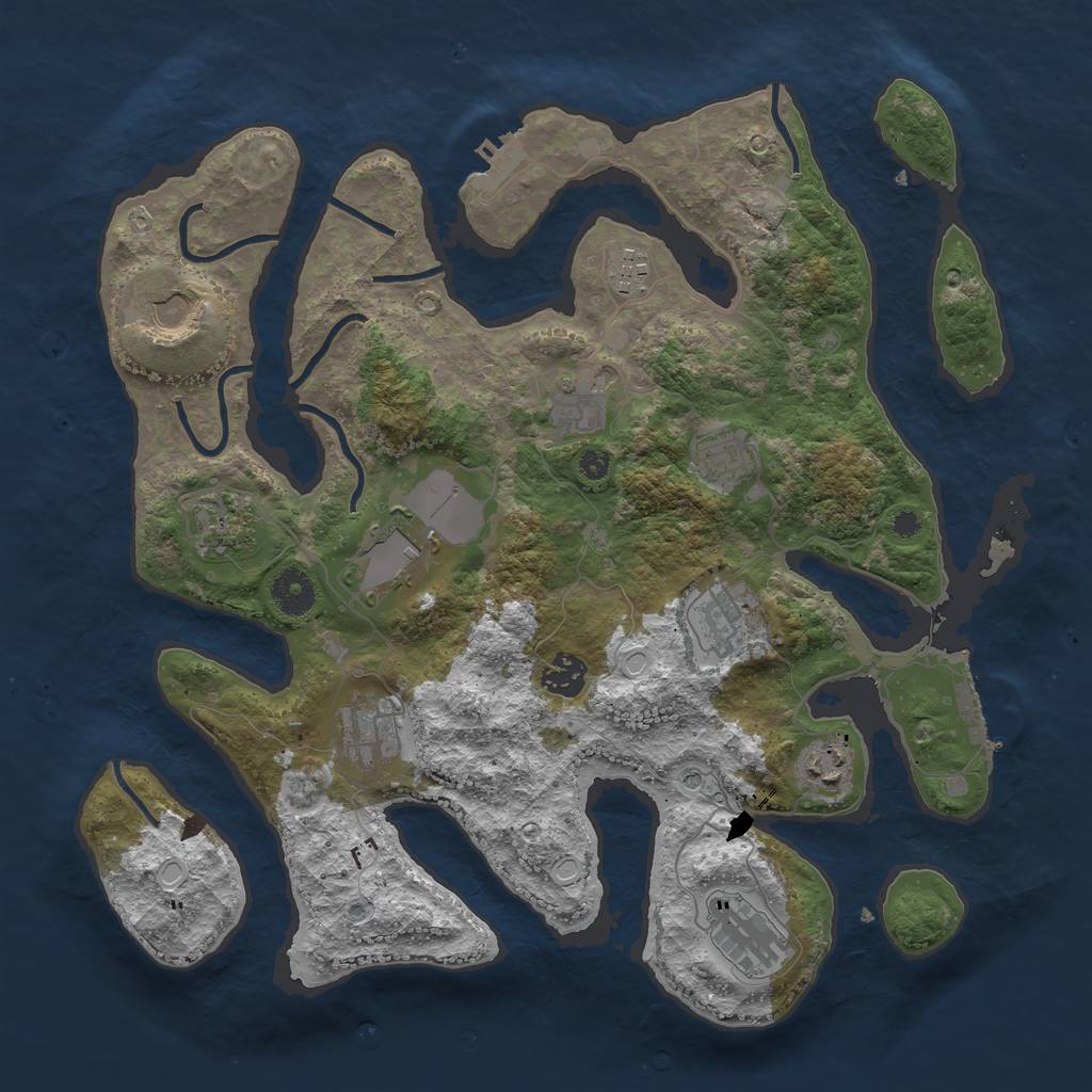 Rust Map: Procedural Map, Size: 3700, Seed: 1195998987, 22 Monuments