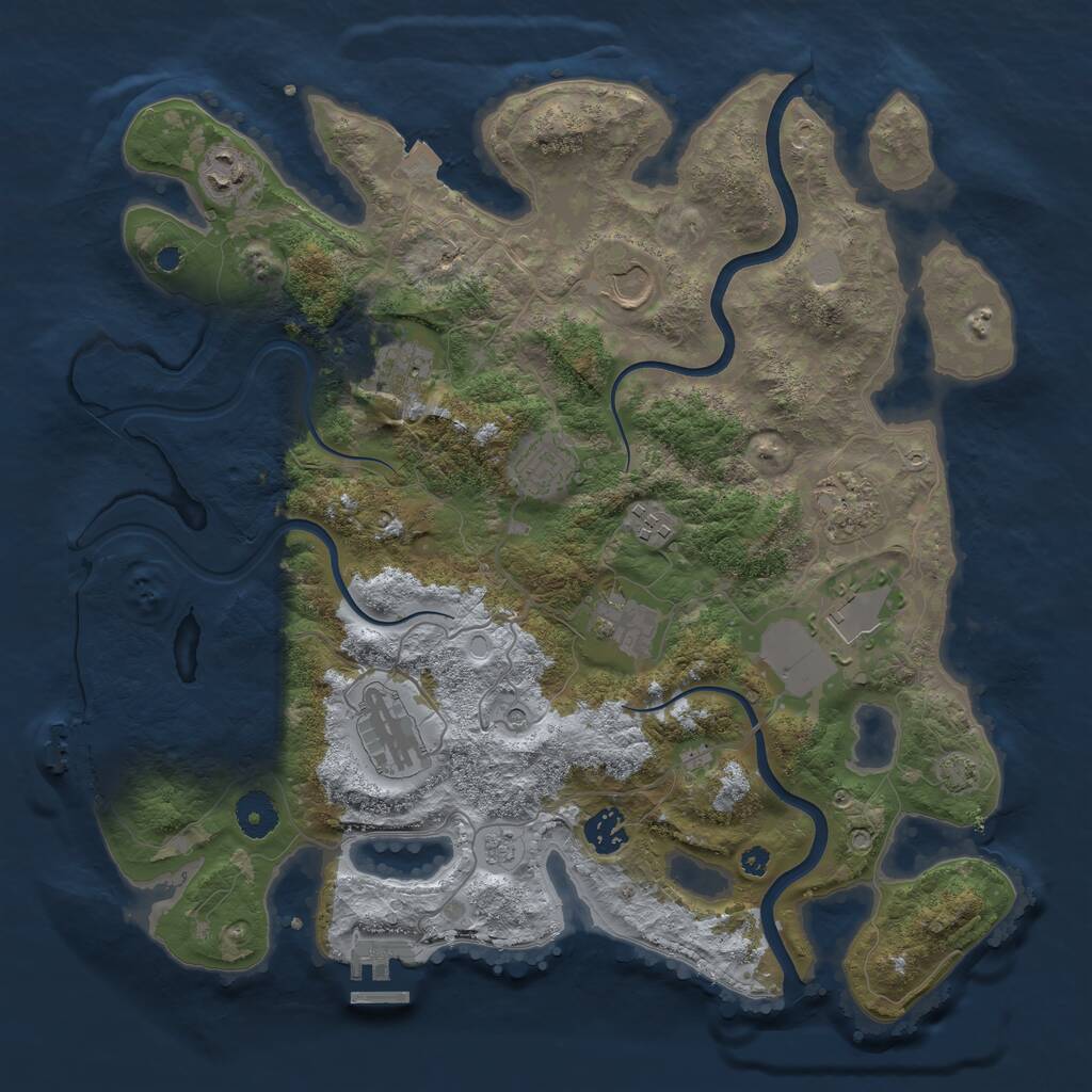 Rust Map: Procedural Map, Size: 3750, Seed: 8063189, 16 Monuments