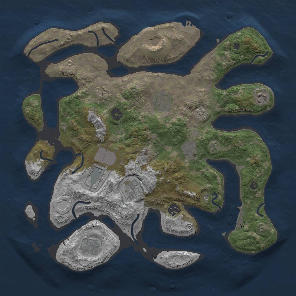 Rust Map: Procedural Map, Size: 3750, Seed: 87086539, 21 Monuments
