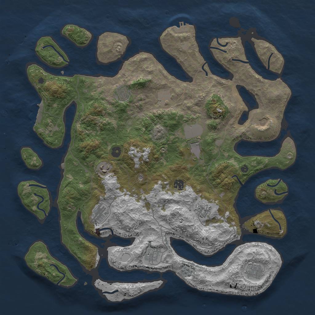 Rust Map: Procedural Map, Size: 4500, Seed: 1746091187, 22 Monuments