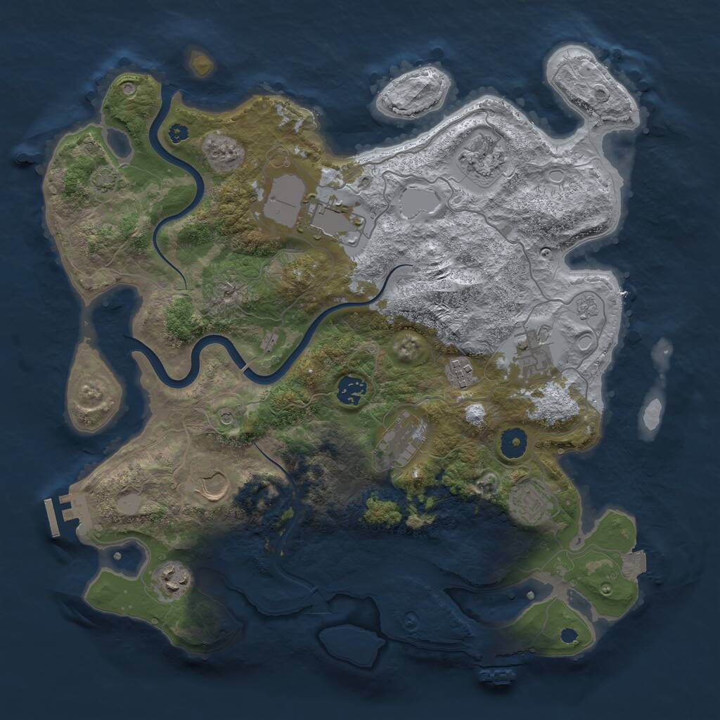 Rust Map: Procedural Map, Size: 3750, Seed: 523980481, 15 Monuments