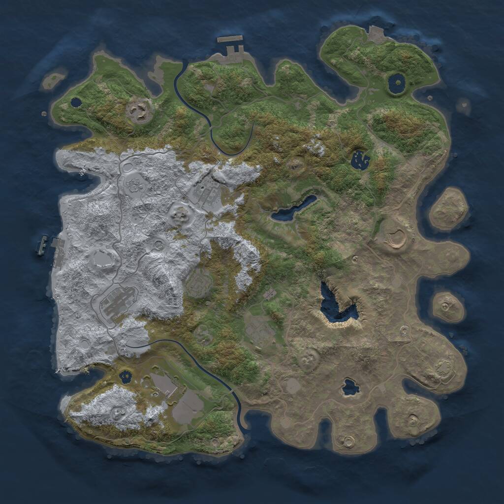 Rust Map: Procedural Map, Size: 4000, Seed: 2107202101, 14 Monuments