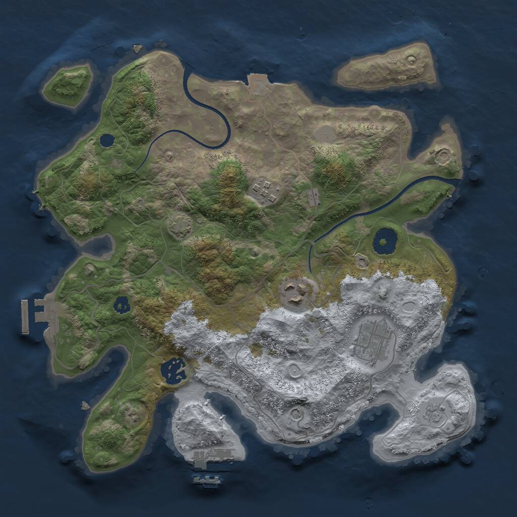 Rust Map: Procedural Map, Size: 3000, Seed: 1542857785, 10 Monuments