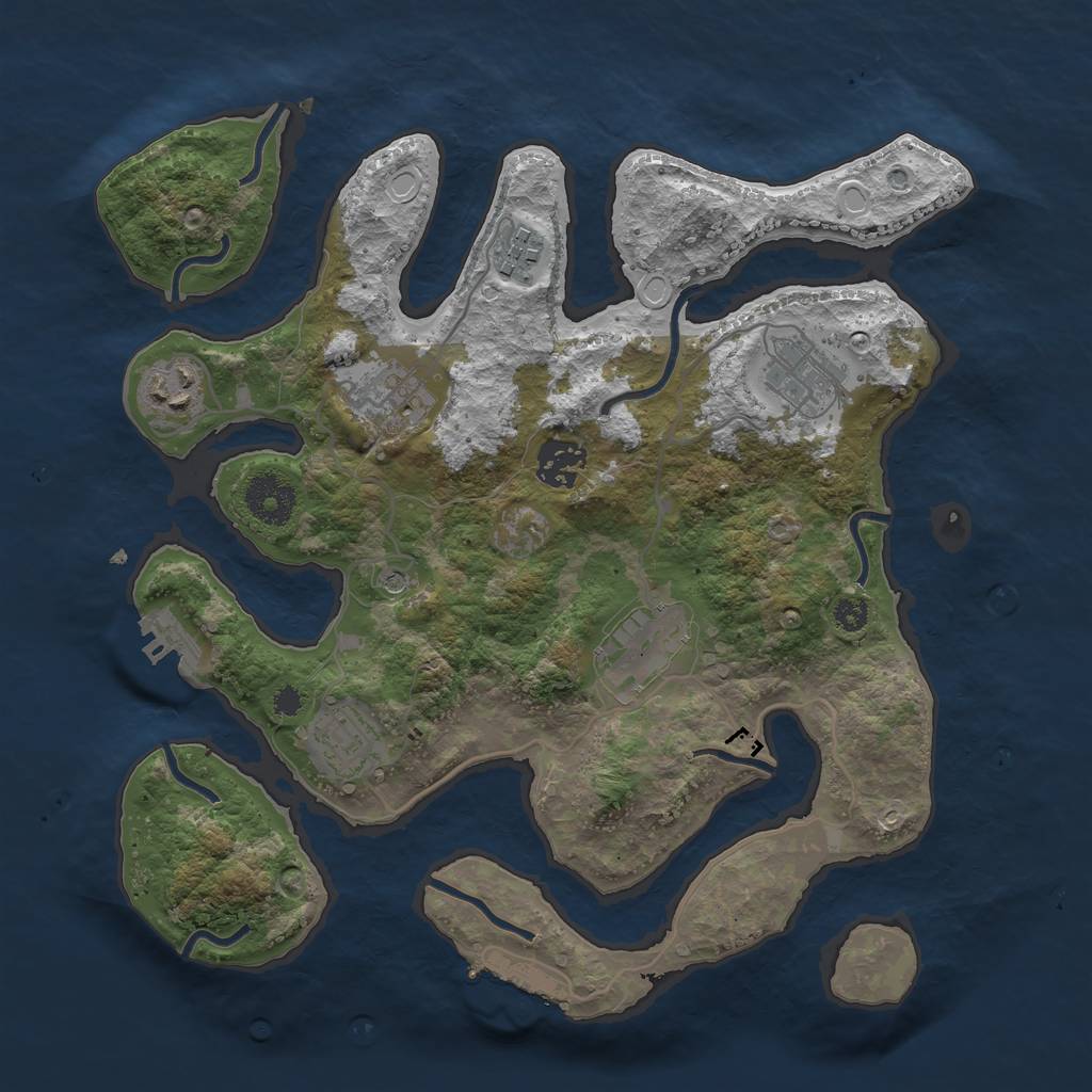 Rust Map: Procedural Map, Size: 3250, Seed: 376823875, 18 Monuments