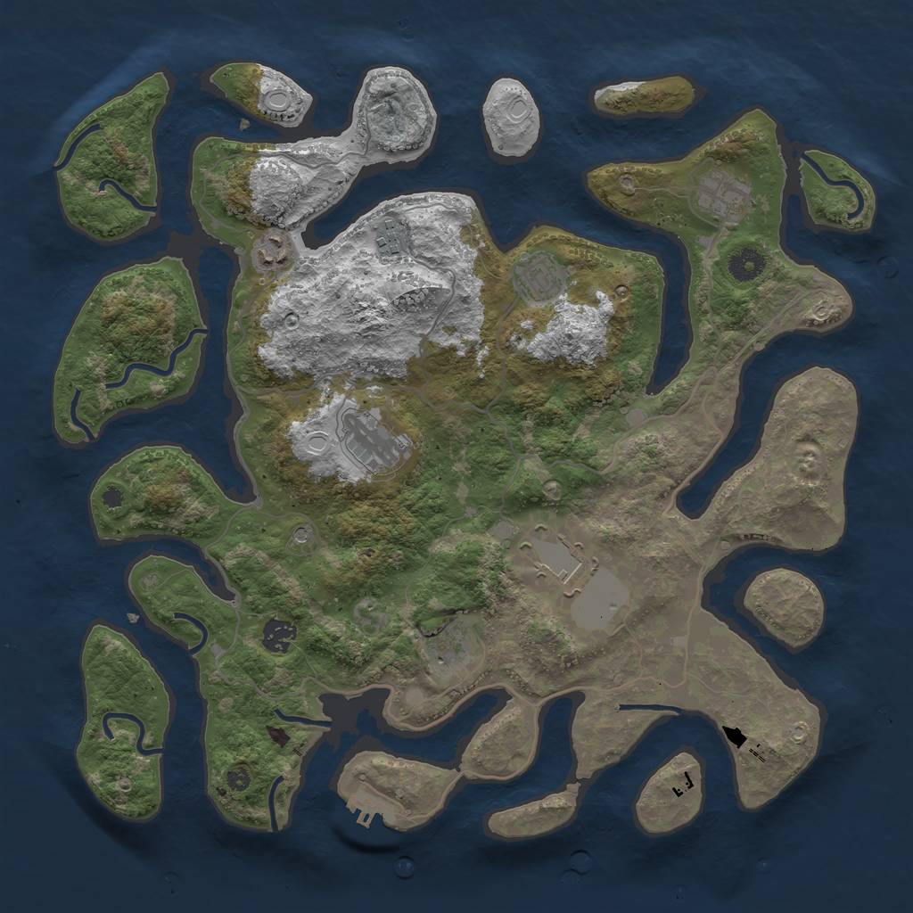 Rust Map: Procedural Map, Size: 4000, Seed: 698921481, 18 Monuments