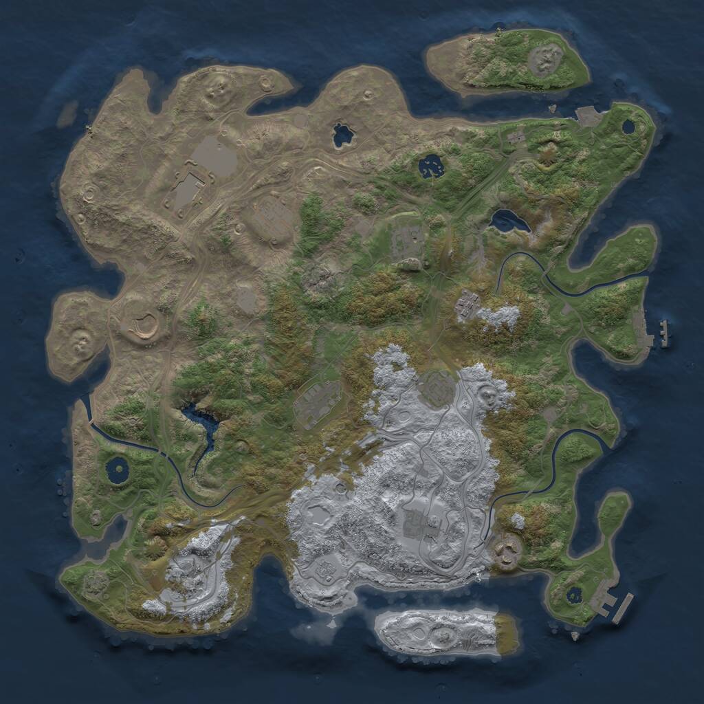 Rust Map: Procedural Map, Size: 4250, Seed: 1949485574, 17 Monuments