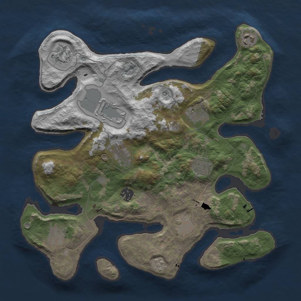 Rust Map: Barren, Size: 3500, Seed: 527104177, 13 Monuments