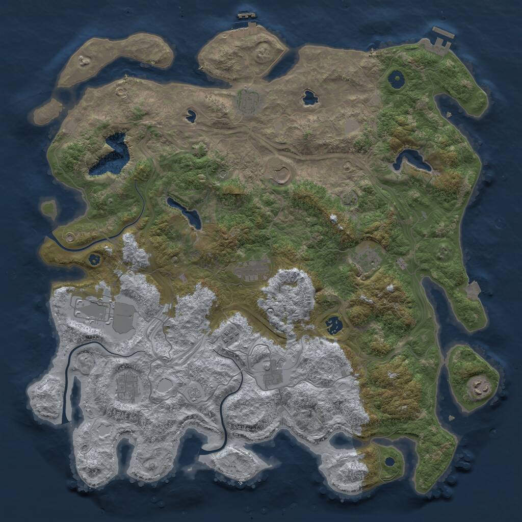 Rust Map: Procedural Map, Size: 4600, Seed: 7, 16 Monuments