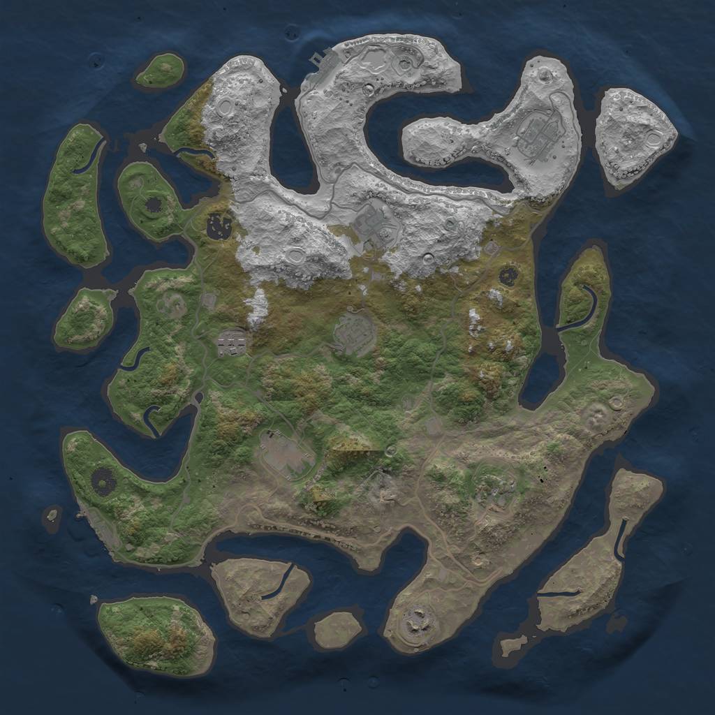 Rust Map: Procedural Map, Size: 4000, Seed: 854188542, 19 Monuments