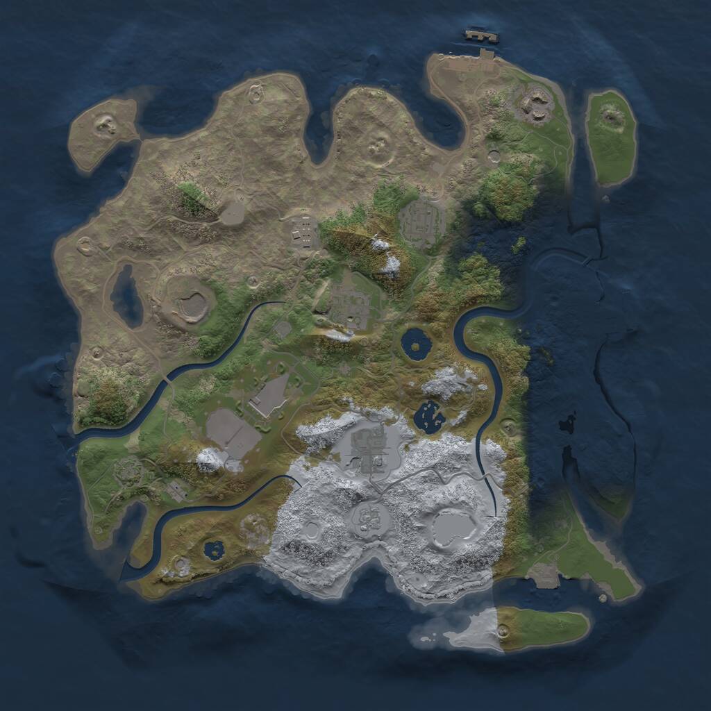Rust Map: Procedural Map, Size: 3500, Seed: 8316, 14 Monuments