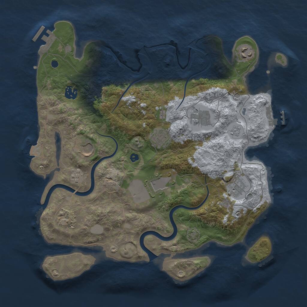 Rust Map: Procedural Map, Size: 3500, Seed: 79660312, 15 Monuments