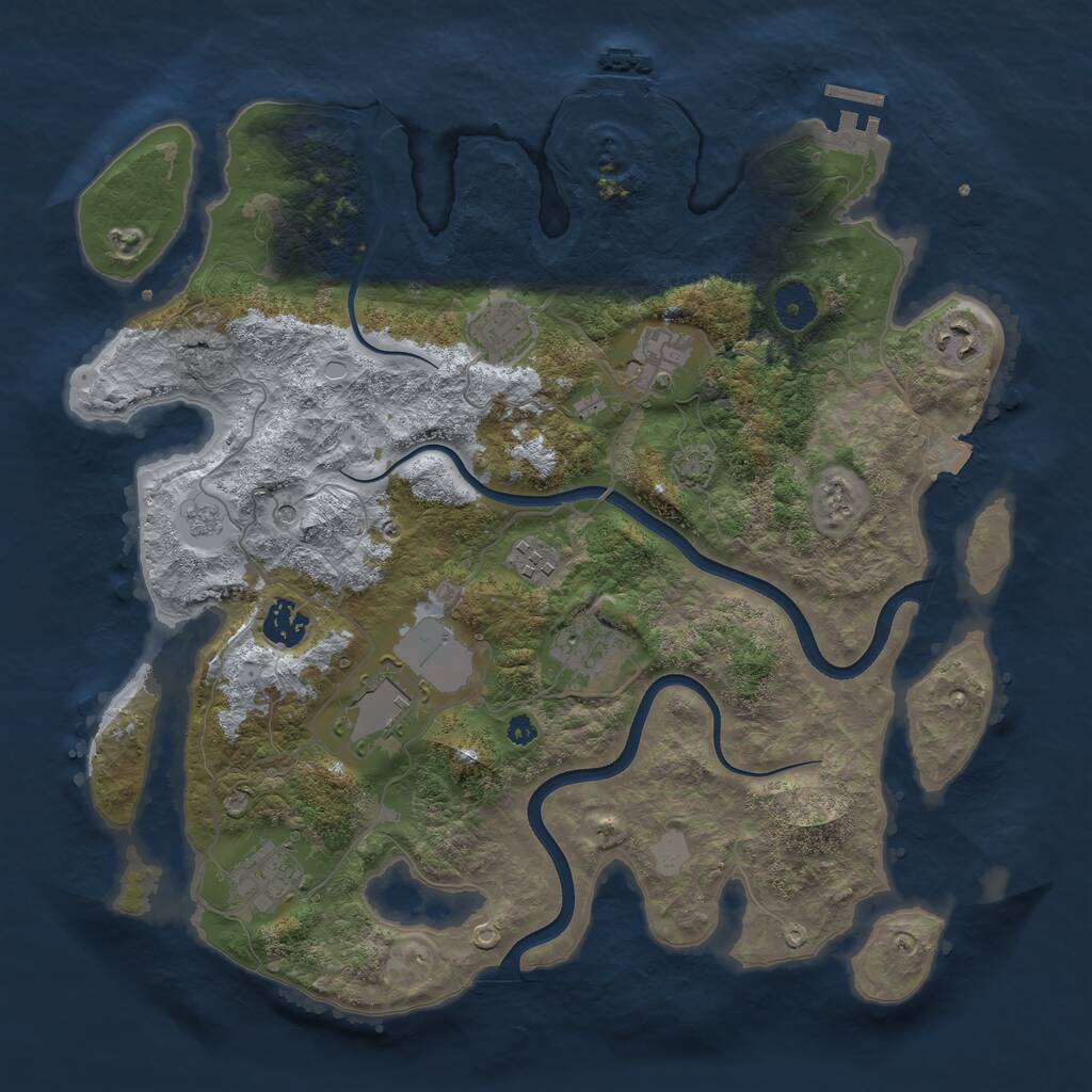 Rust Map: Procedural Map, Size: 3700, Seed: 1985368137, 14 Monuments