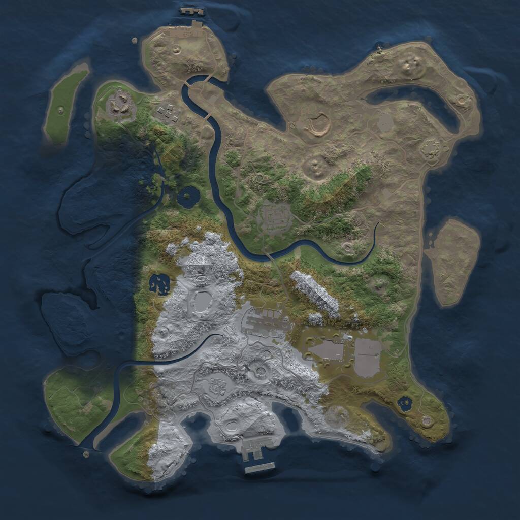 Rust Map: Procedural Map, Size: 3500, Seed: 84267, 13 Monuments