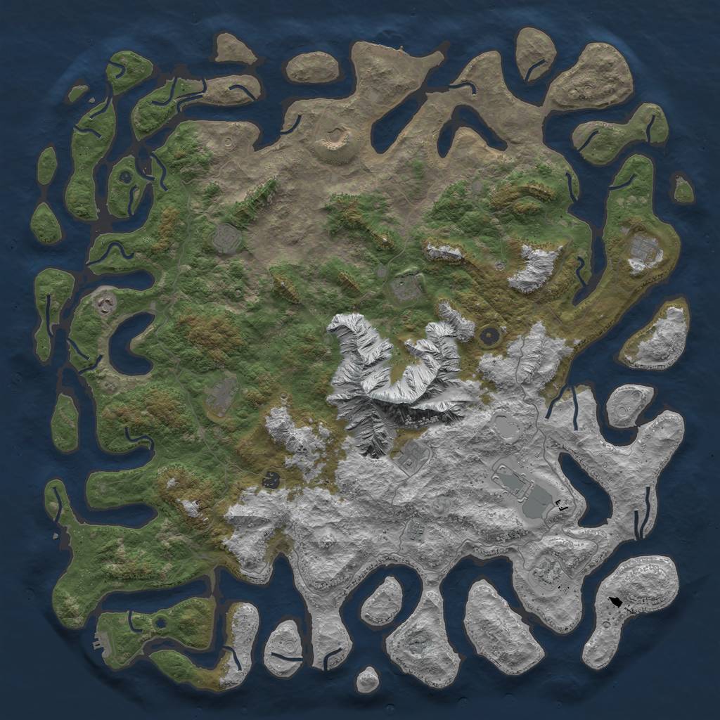 Rust Map: Procedural Map, Size: 6000, Seed: 456876936, 22 Monuments