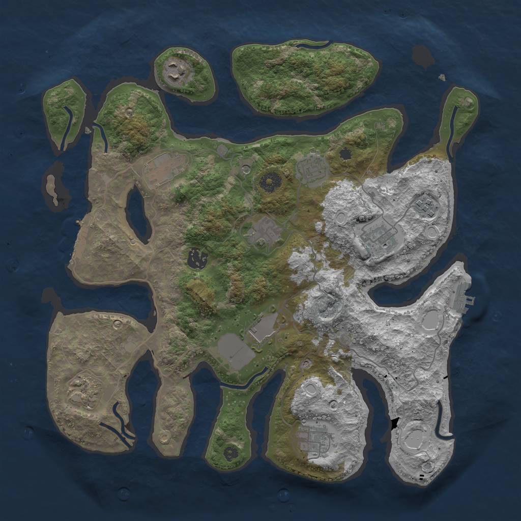 Rust Map: Procedural Map, Size: 3700, Seed: 876208800, 21 Monuments