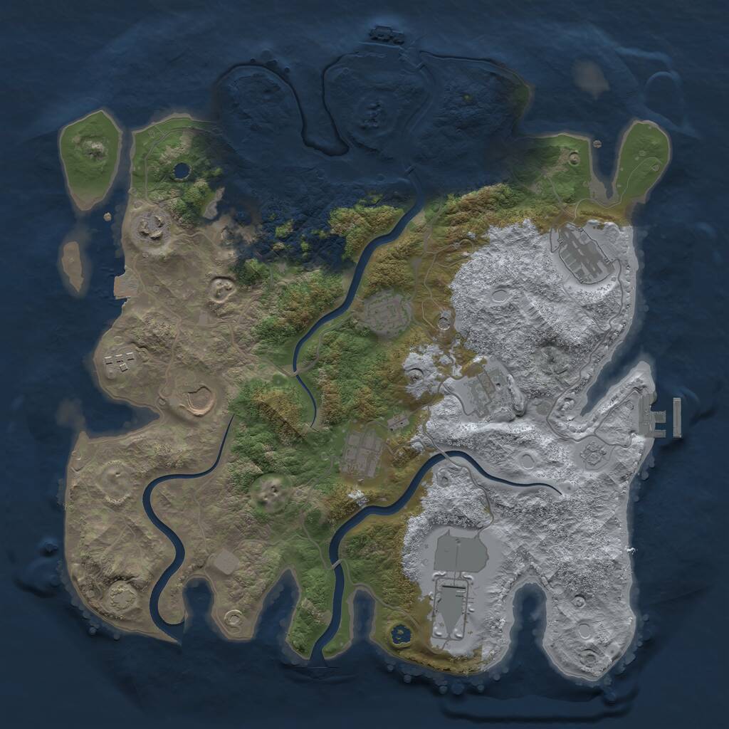 Rust Map: Procedural Map, Size: 3700, Seed: 876208800, 15 Monuments