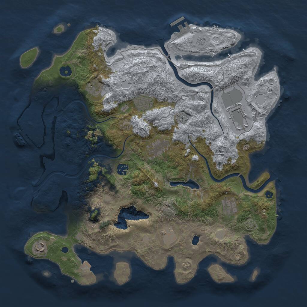 Rust Map: Procedural Map, Size: 4000, Seed: 21283444, 15 Monuments