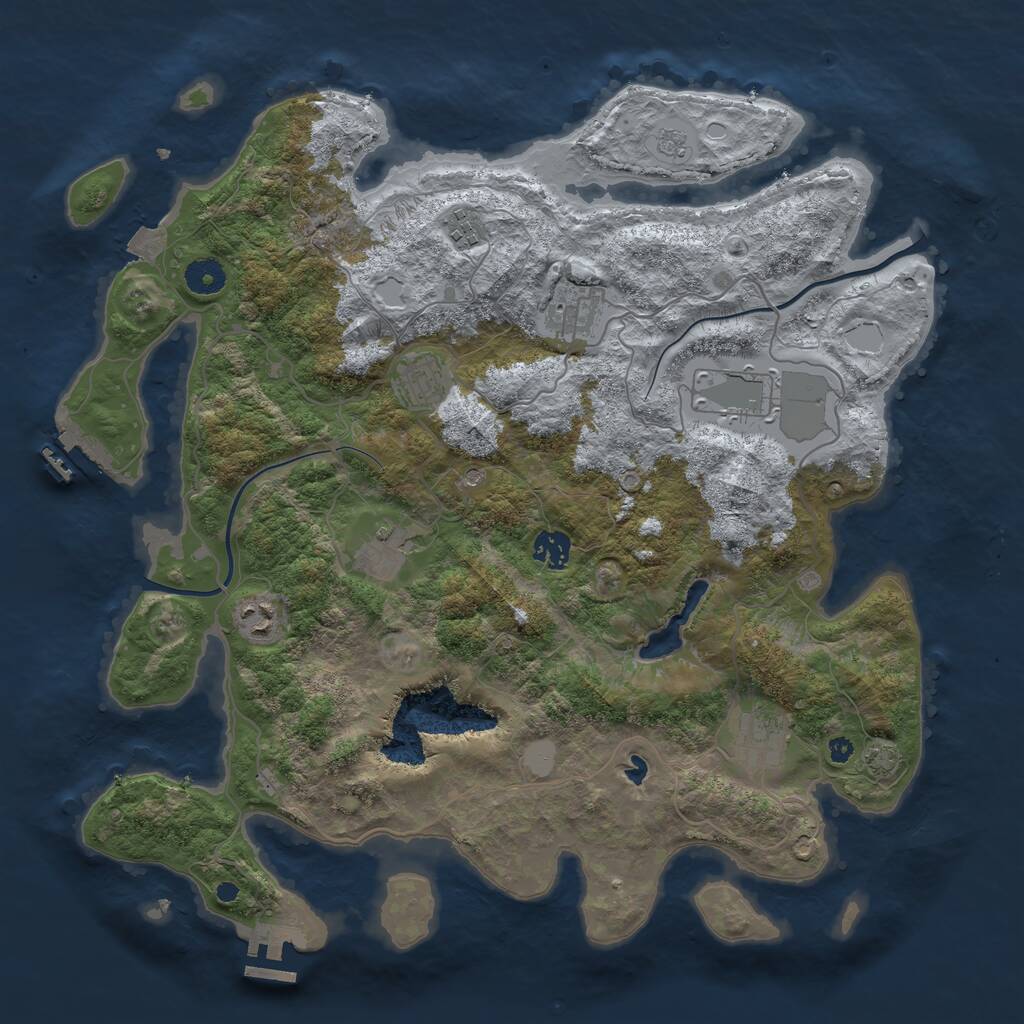 Rust Map: Procedural Map, Size: 4000, Seed: 21283444, 14 Monuments