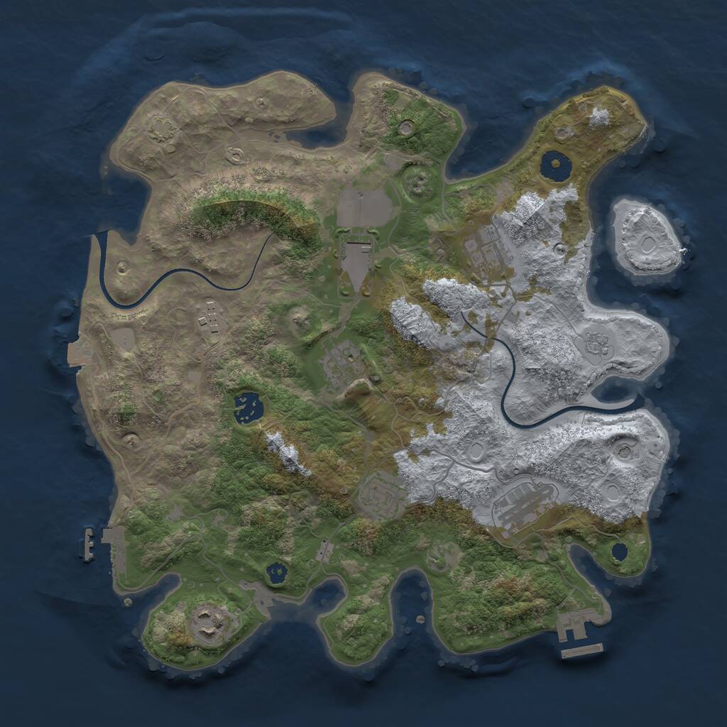 Rust Map: Procedural Map, Size: 3500, Seed: 69690669, 14 Monuments