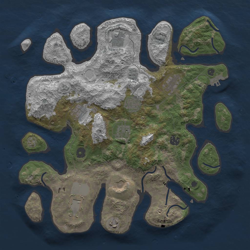 Rust Map: Procedural Map, Size: 3700, Seed: 2084897620, 20 Monuments