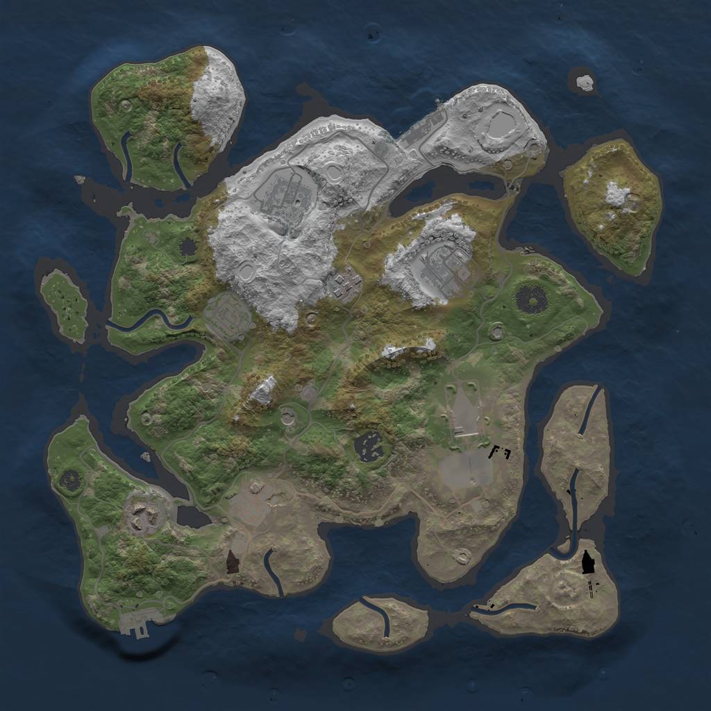 Rust Map: Procedural Map, Size: 3500, Seed: 7787, 19 Monuments