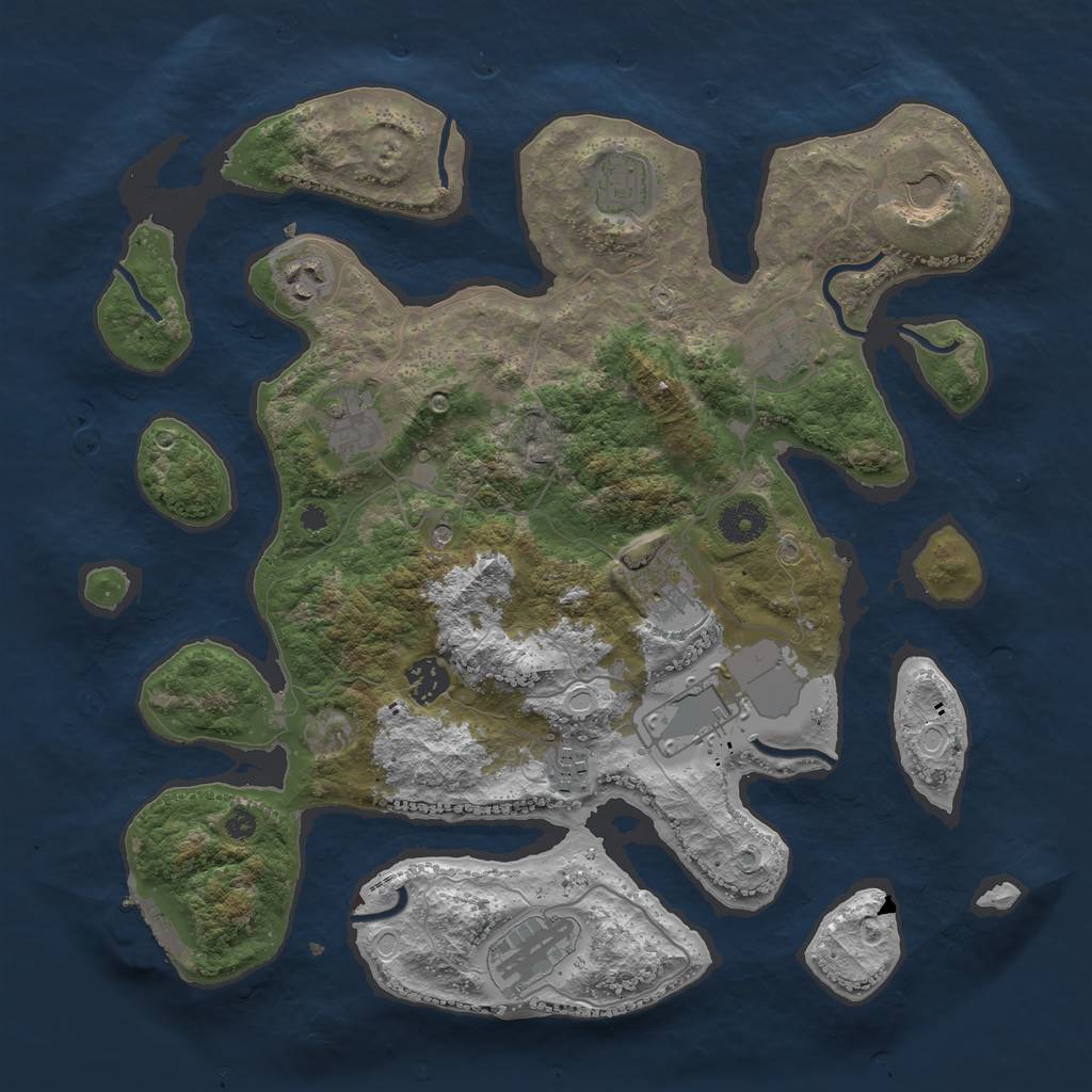 Rust Map: Procedural Map, Size: 3700, Seed: 348532703, 20 Monuments