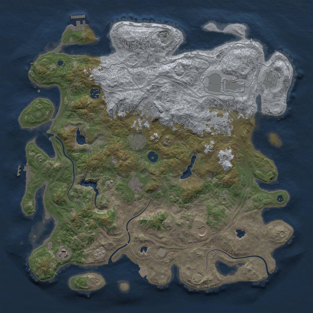 Rust Map: Procedural Map, Size: 4500, Seed: 1279708657, 16 Monuments