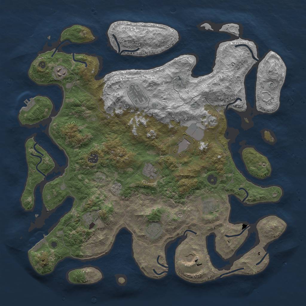 Rust Map: Procedural Map, Size: 4500, Seed: 1279708657, 21 Monuments