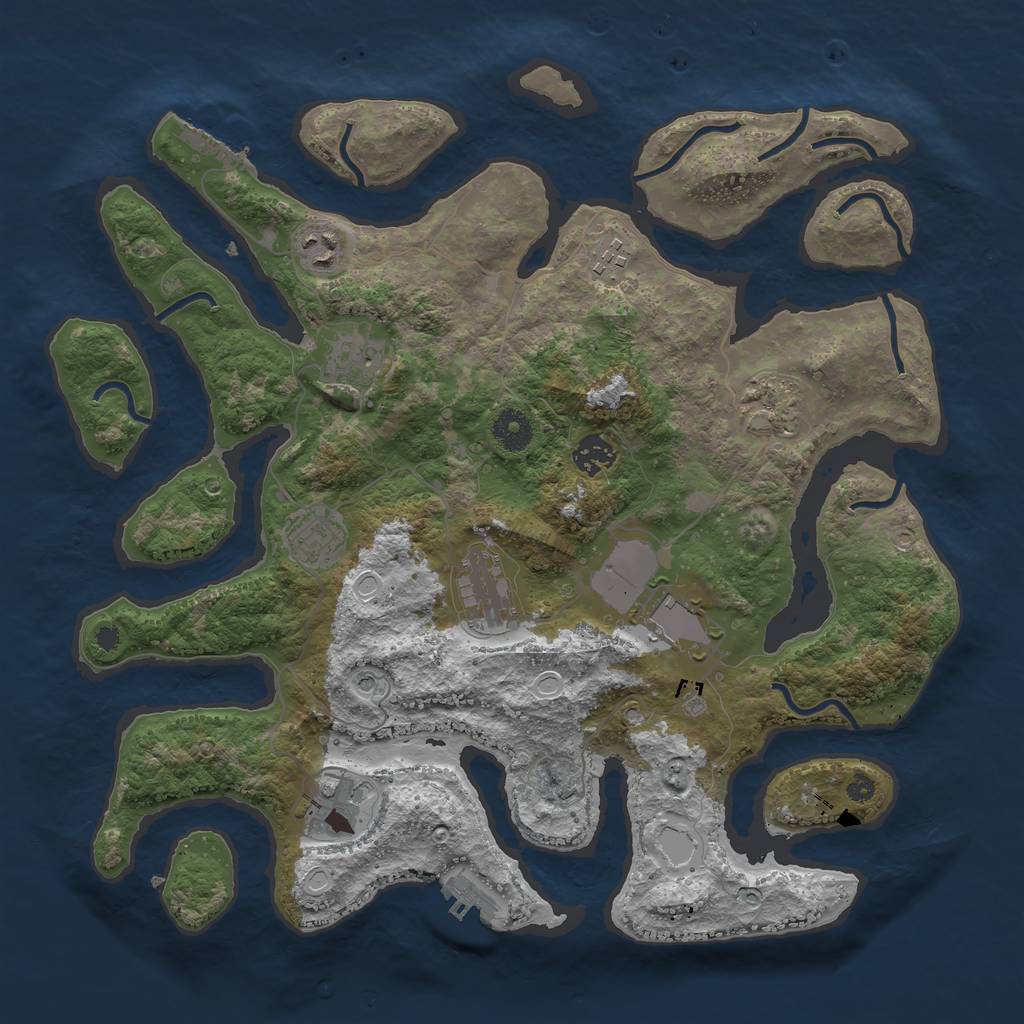 Rust Map: Procedural Map, Size: 3800, Seed: 241514582, 20 Monuments