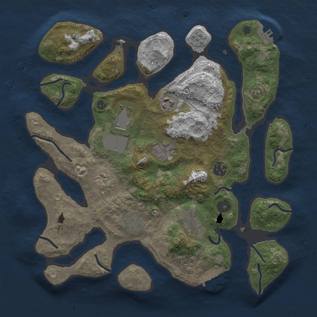 Rust Map: Procedural Map, Size: 3500, Seed: 1857640990, 19 Monuments