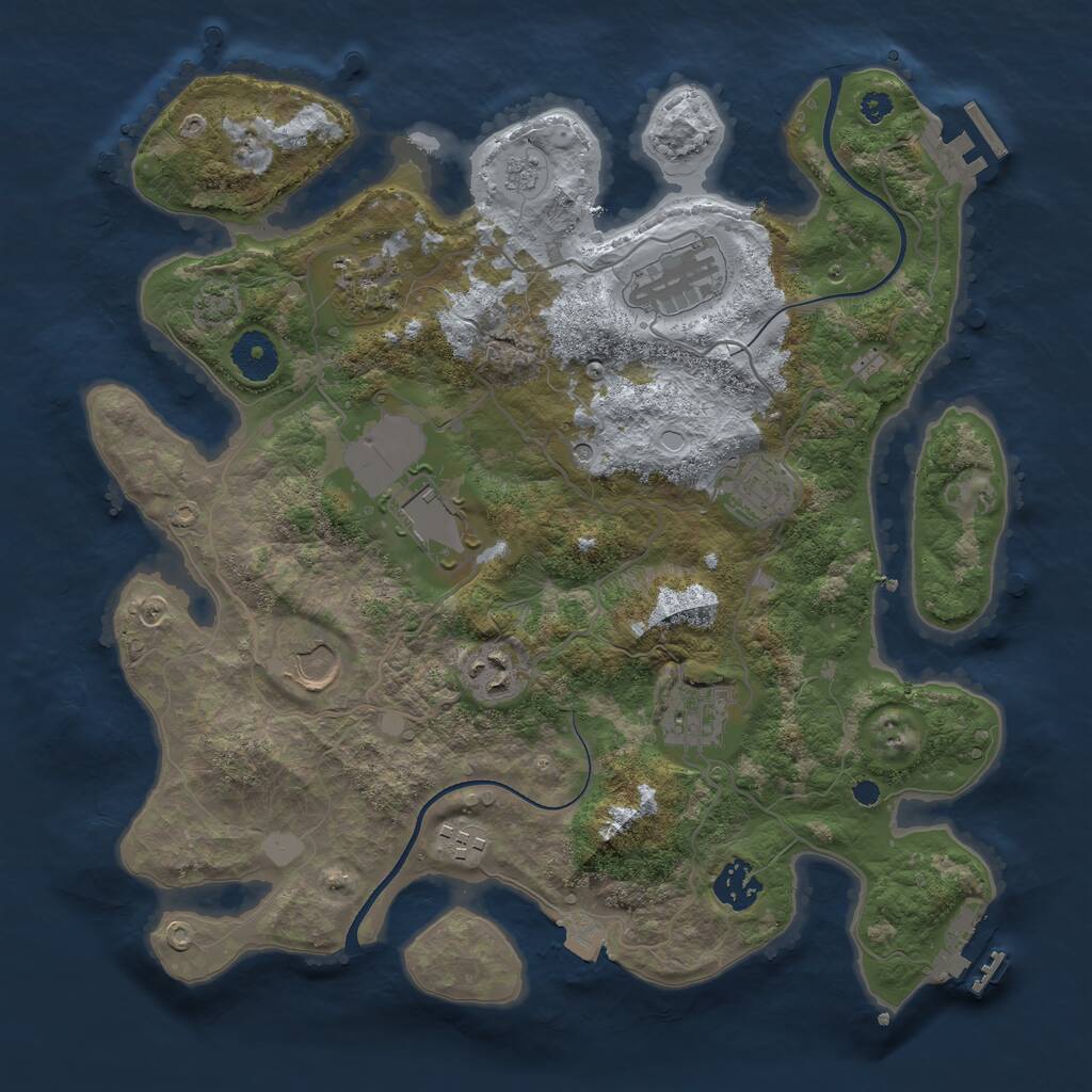 Rust Map: Procedural Map, Size: 3500, Seed: 1857640990, 15 Monuments