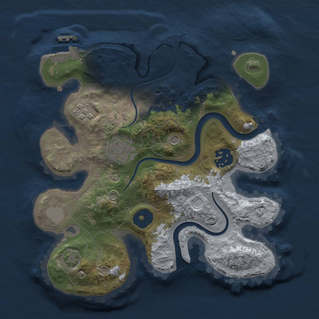 Rust Map: Procedural Map, Size: 2500, Seed: 569584613, 7 Monuments