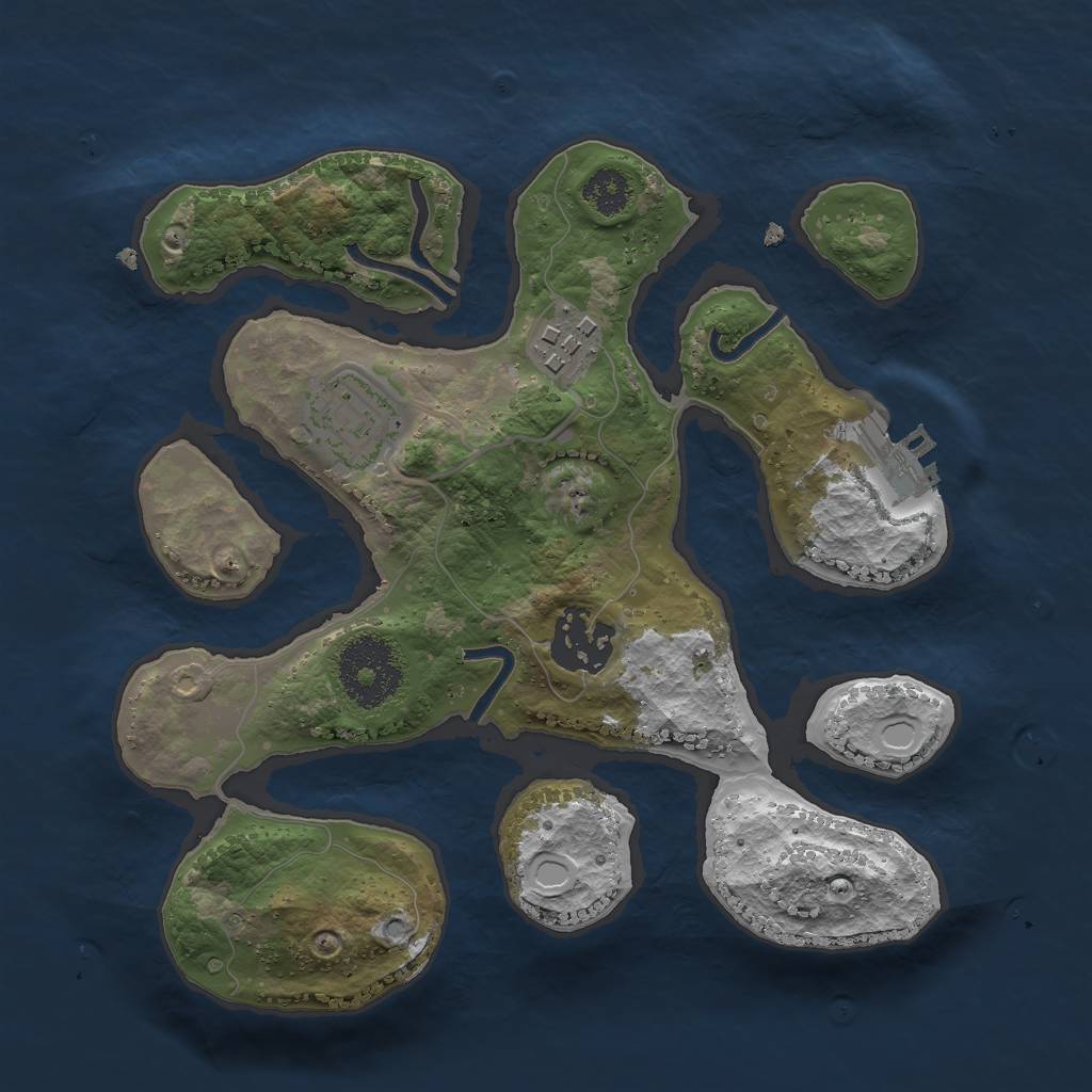 Rust Map: Procedural Map, Size: 2500, Seed: 569584613, 12 Monuments