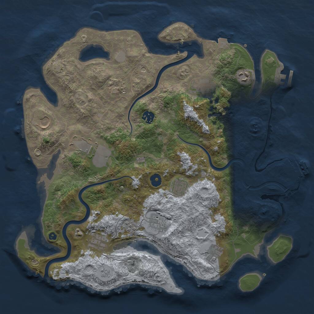 Rust Map: Procedural Map, Size: 3900, Seed: 21871109, 17 Monuments