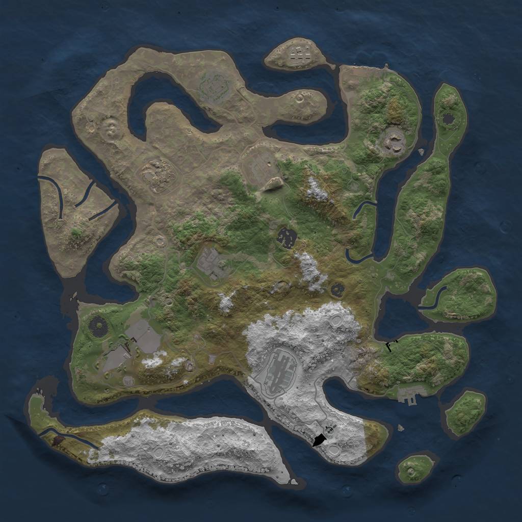 Rust Map: Procedural Map, Size: 3900, Seed: 21871109, 20 Monuments