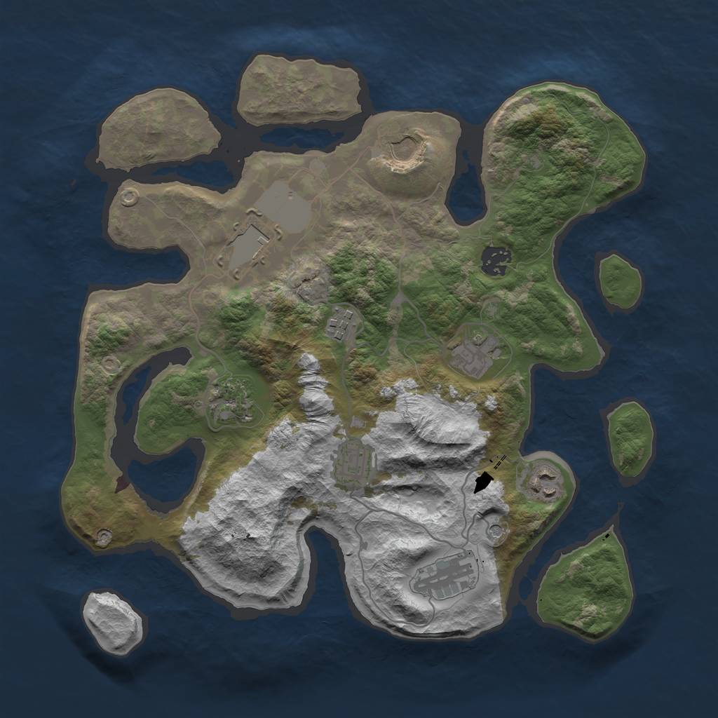 Rust Map: Barren, Size: 3500, Seed: 1704407091, 12 Monuments