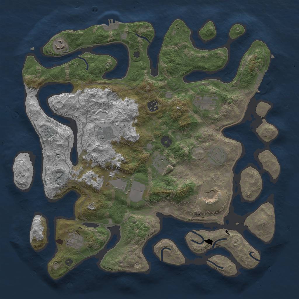 Rust Map: Procedural Map, Size: 4000, Seed: 229781417, 21 Monuments