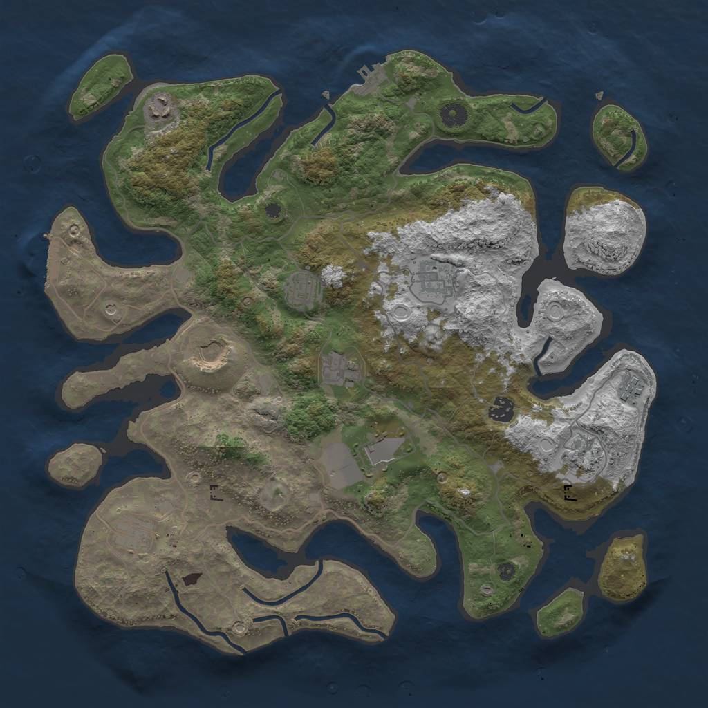 Rust Map: Procedural Map, Size: 4100, Seed: 6477537, 21 Monuments
