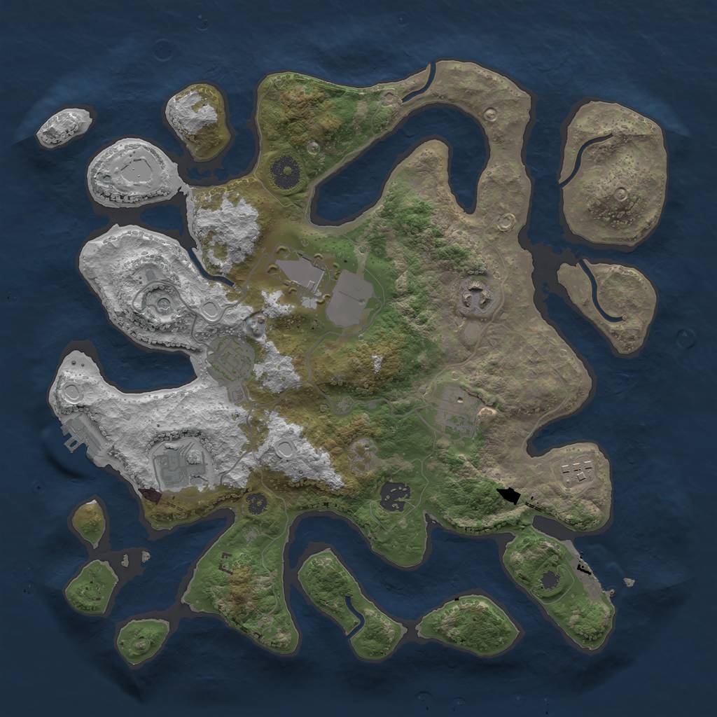 Rust Map: Procedural Map, Size: 3500, Seed: 1673340989, 18 Monuments