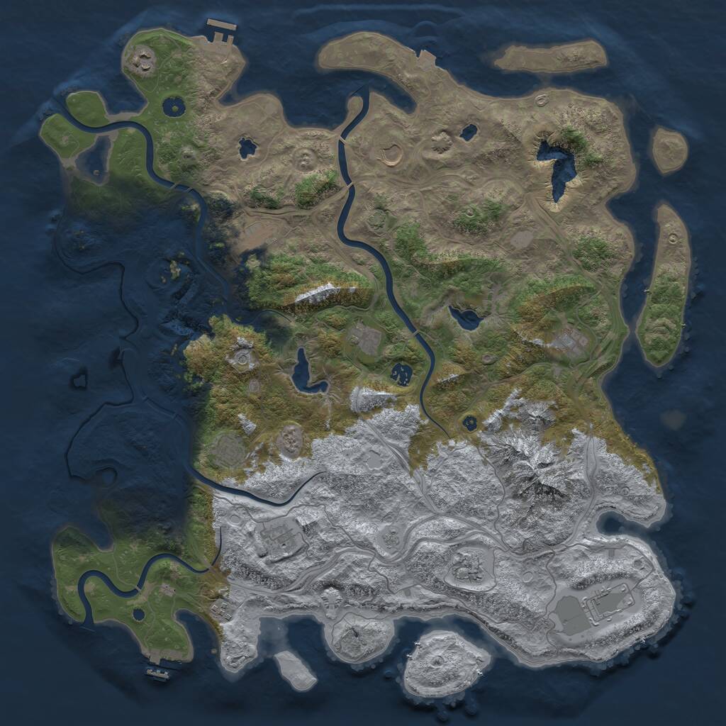 Rust Map: Procedural Map, Size: 5000, Seed: 124124, 17 Monuments