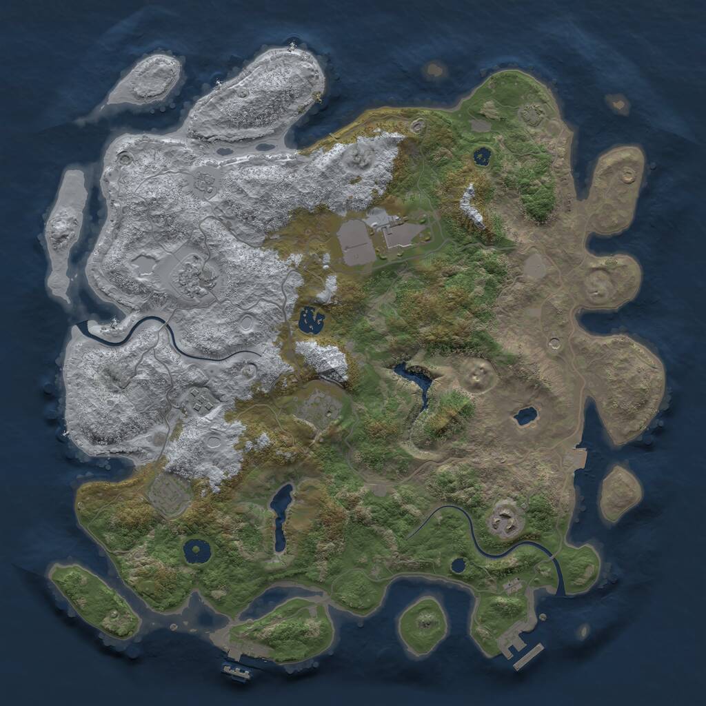 Rust Map: Procedural Map, Size: 4000, Seed: 556676408, 13 Monuments