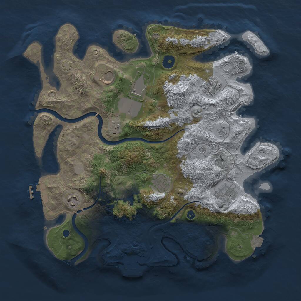 Rust Map: Procedural Map, Size: 3500, Seed: 33534836, 13 Monuments