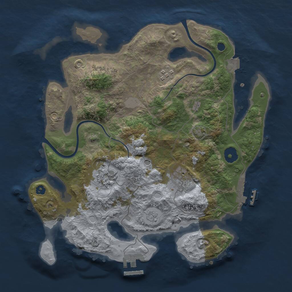 Rust Map: Procedural Map, Size: 3000, Seed: 2423422, 9 Monuments