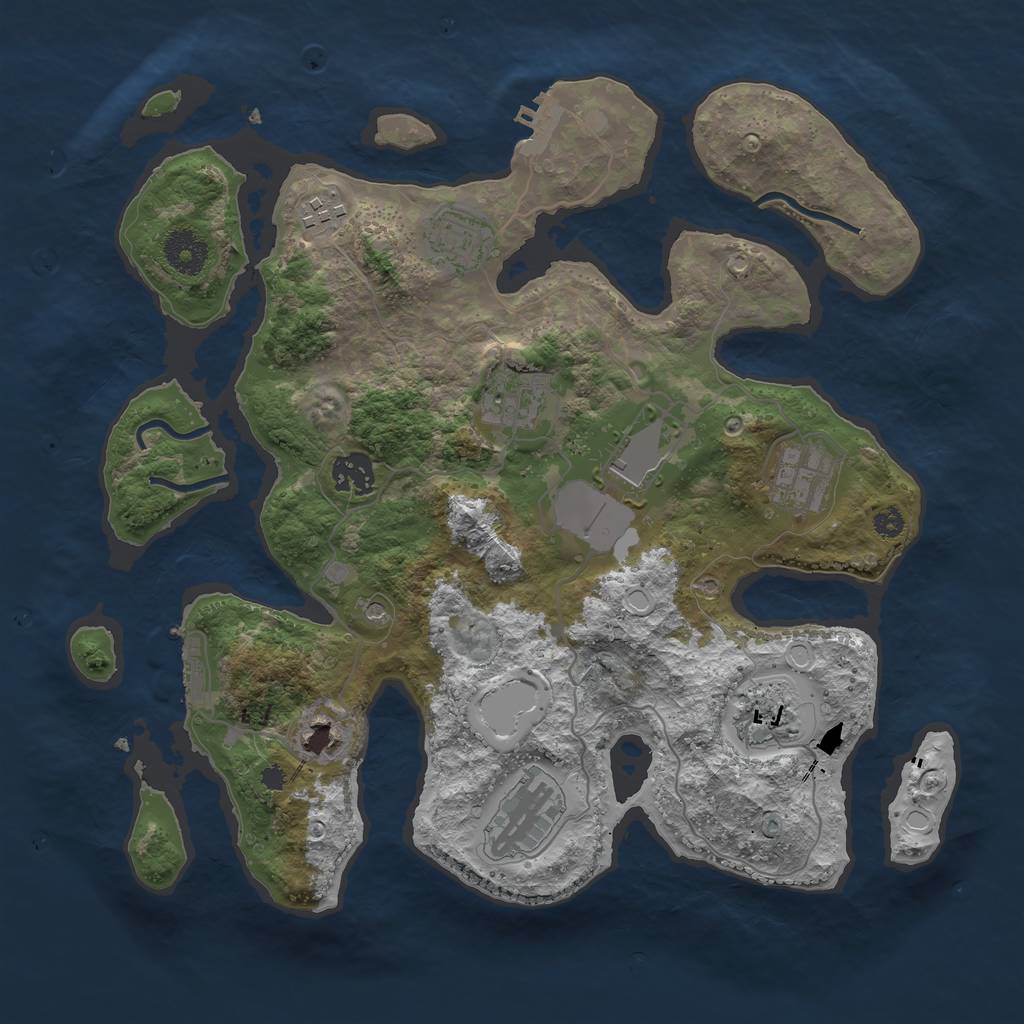 Rust Map: Procedural Map, Size: 3500, Seed: 580531584, 20 Monuments
